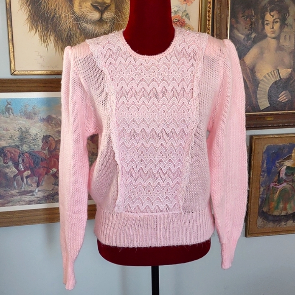 Rare Curiosity's Cat Pink Knit Sweater
